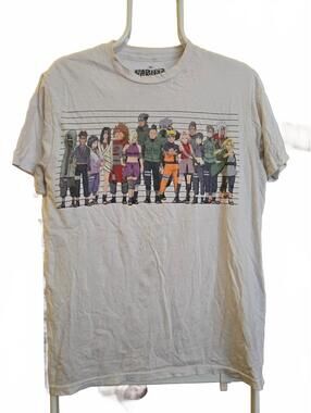 RARE Naruto Shippuden Anime T-Shirt Sz Medium - police lineup - stains
